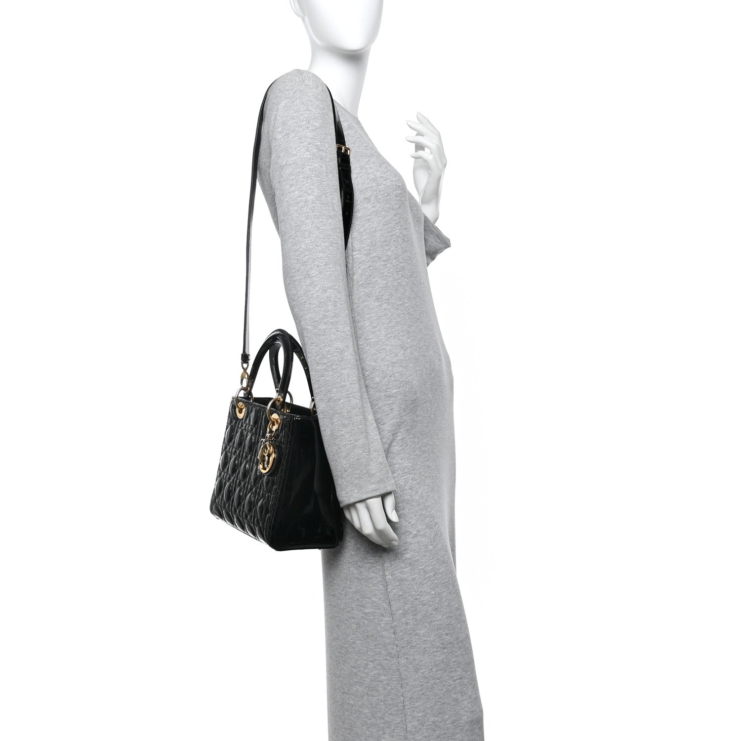 Christian Dior Patent Cannage Medium Lady Dior Black 2 of 15