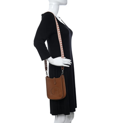 Hermes Taurillon Clemence Allegro Evelyne TPM Gold Cornaline White 3 of 12
