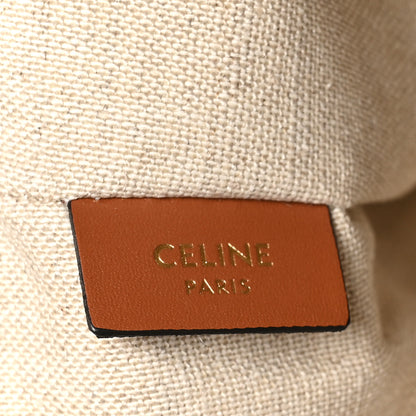 Celine All Over Textile Calfskin Striped Large Pouch Beige Red 7 of 8