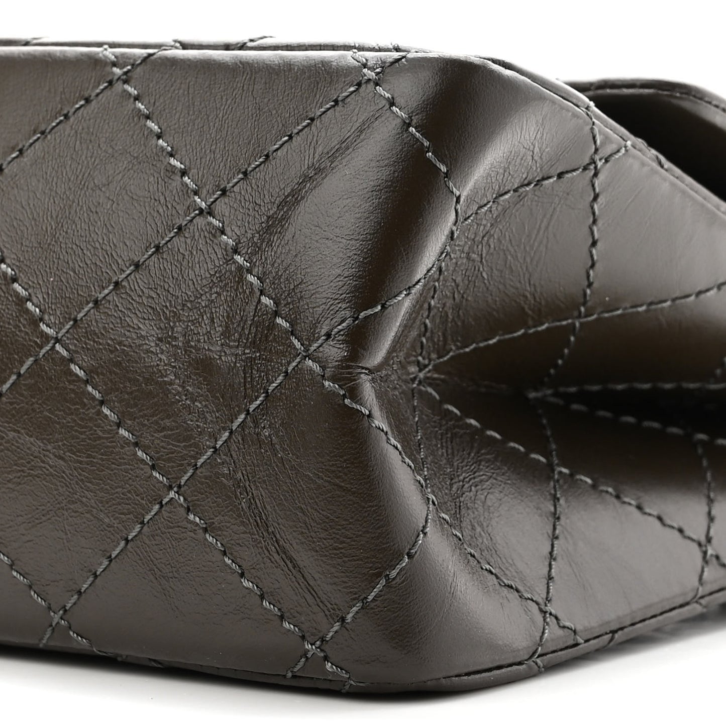 Aged Calfskin Quilted 2.55 Reissue 226 Flap Dark Khaki