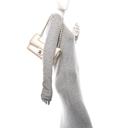 Chanel Metallic Tweed Medium Double Flap White Gold 2 of 11