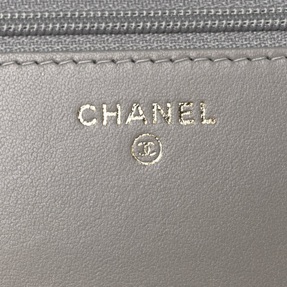 Chanel Lambskin Quilted Trendy CC Wallet On Chain WOC Grey 6 of 13