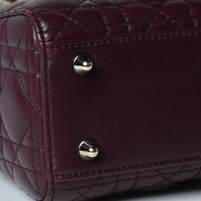 Christian Dior Lambskin Cannage Small Lucky Badges My Lady Dior Burgundy 8 of 14