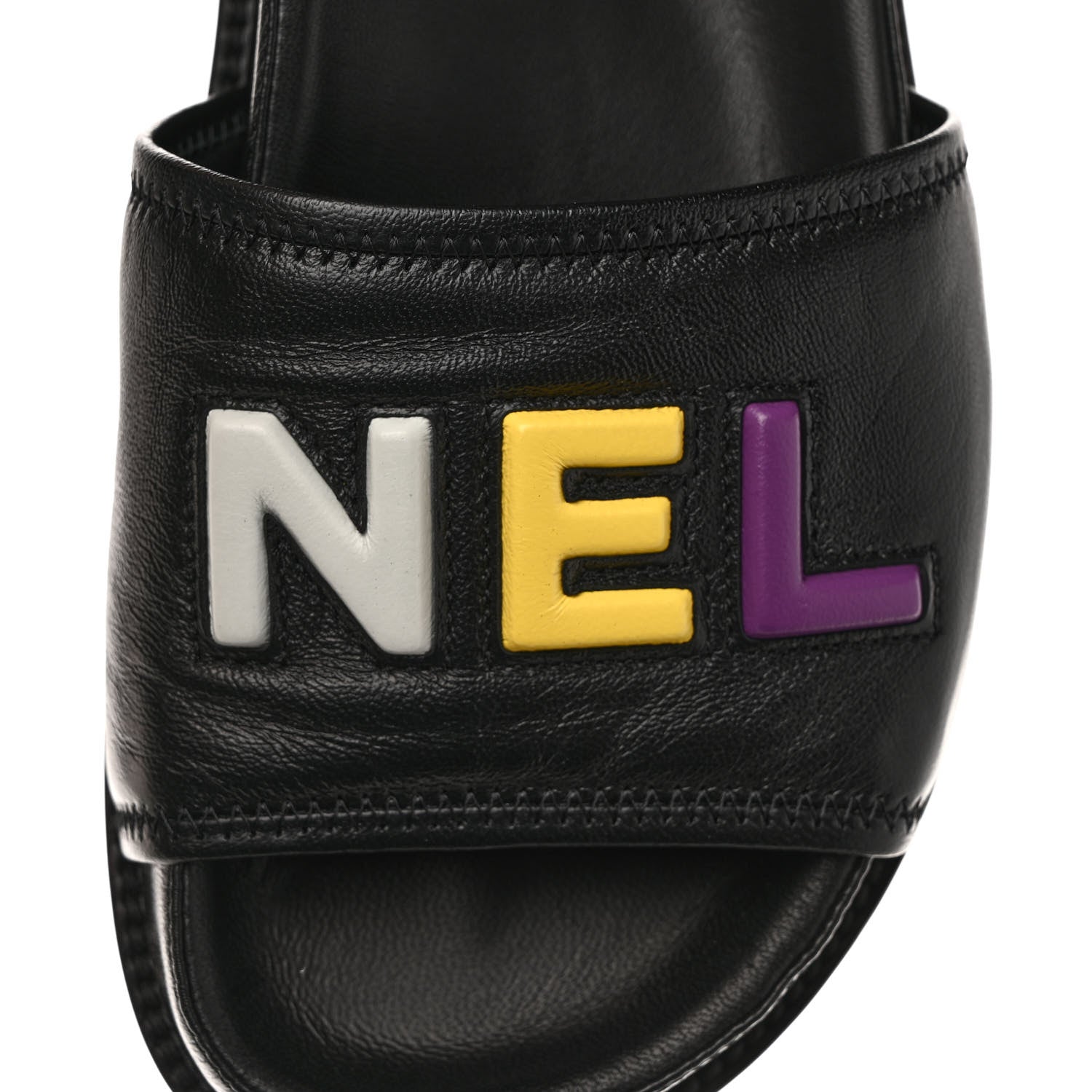 Chanel Lambskin Cha-Nel Mule Sandals 36.5 Black Multicolor 10 of 10
