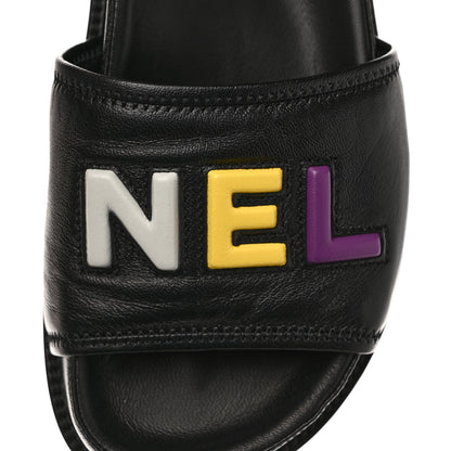 Chanel Lambskin Cha-Nel Mule Sandals 36.5 Black Multicolor 10 of 10