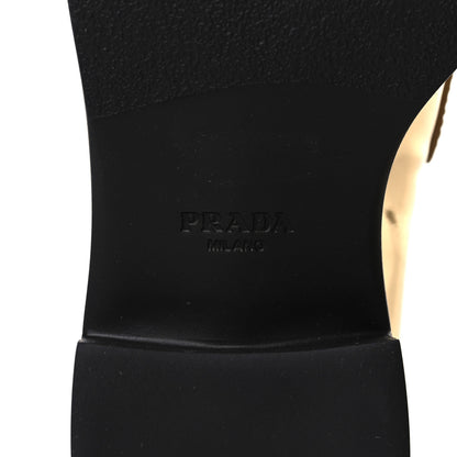 Prada Metallic Brushed Calfskin Metal Triangle Logo 50mm Loafers 36 Platino 6 of 7