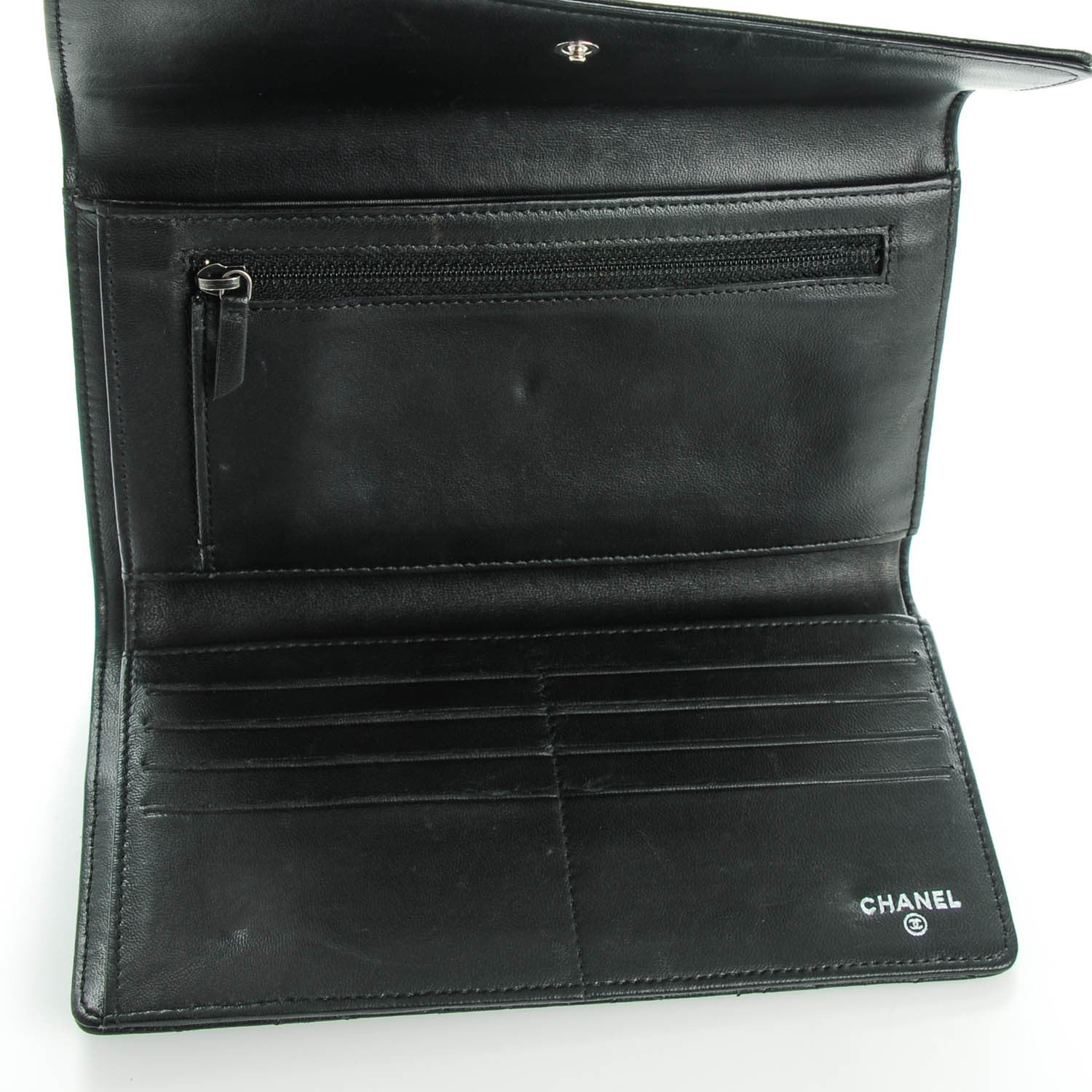 Chanel Lambskin Quilted Large Boy Flap Wallet Black 7 of 10