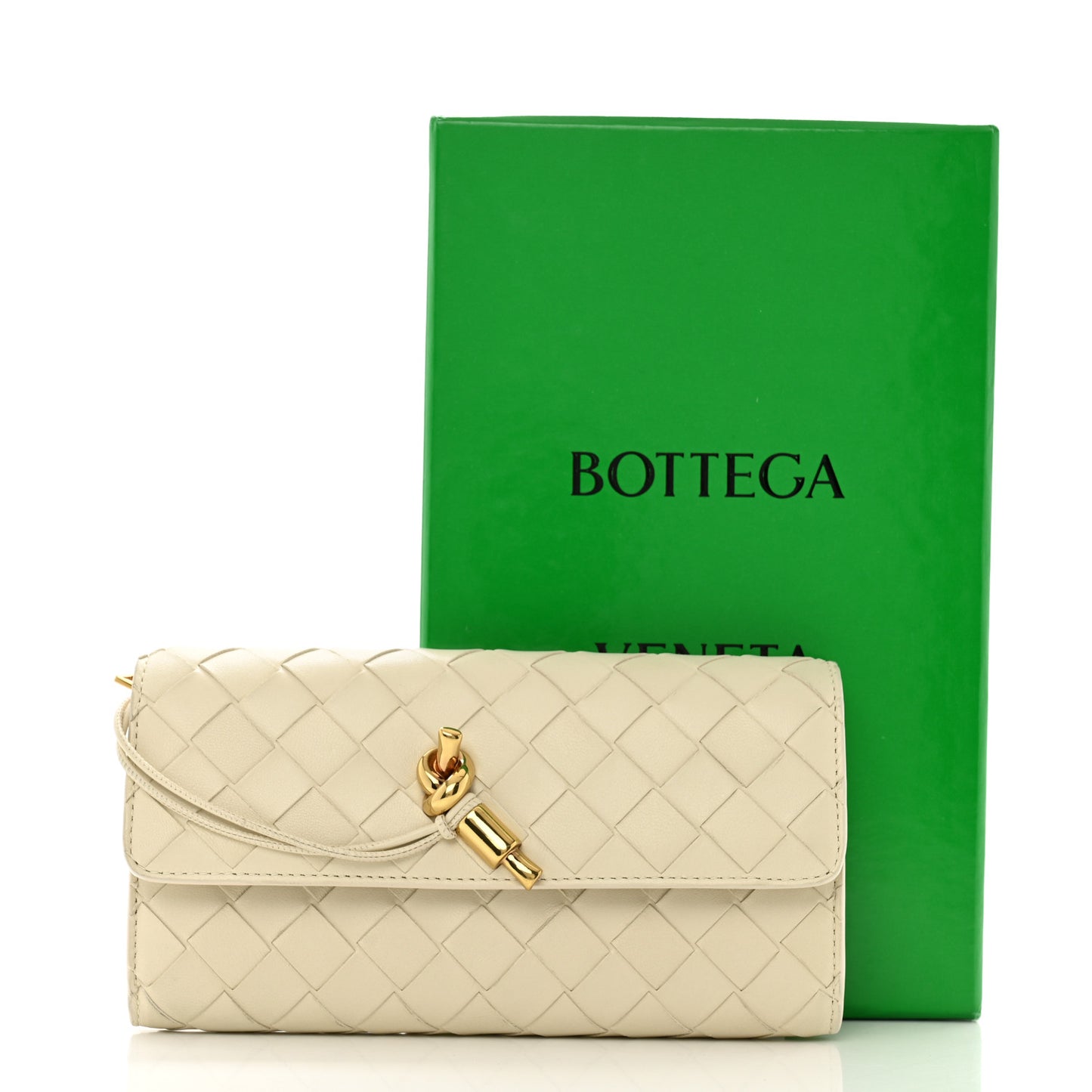 Nappa Intrecciato Andiamo Large Flap Wallet White