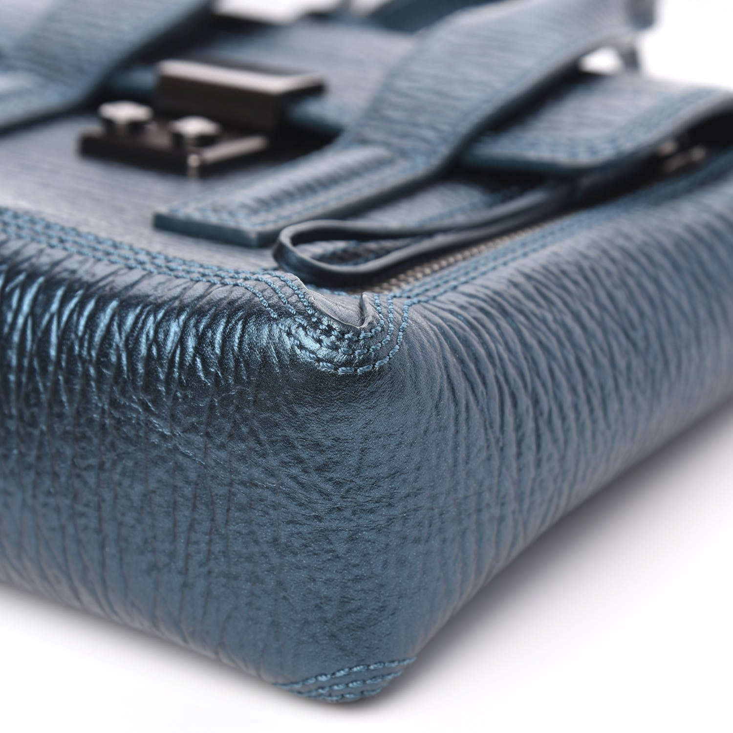 3.1 Phillip Lim 3.1 Metallic Textured Calfskin Mini Pashli Satchel Turquoise 10 of 10