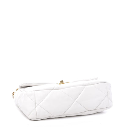 Chanel Goatskin Quilted Large 19 Flap White 3 of 8