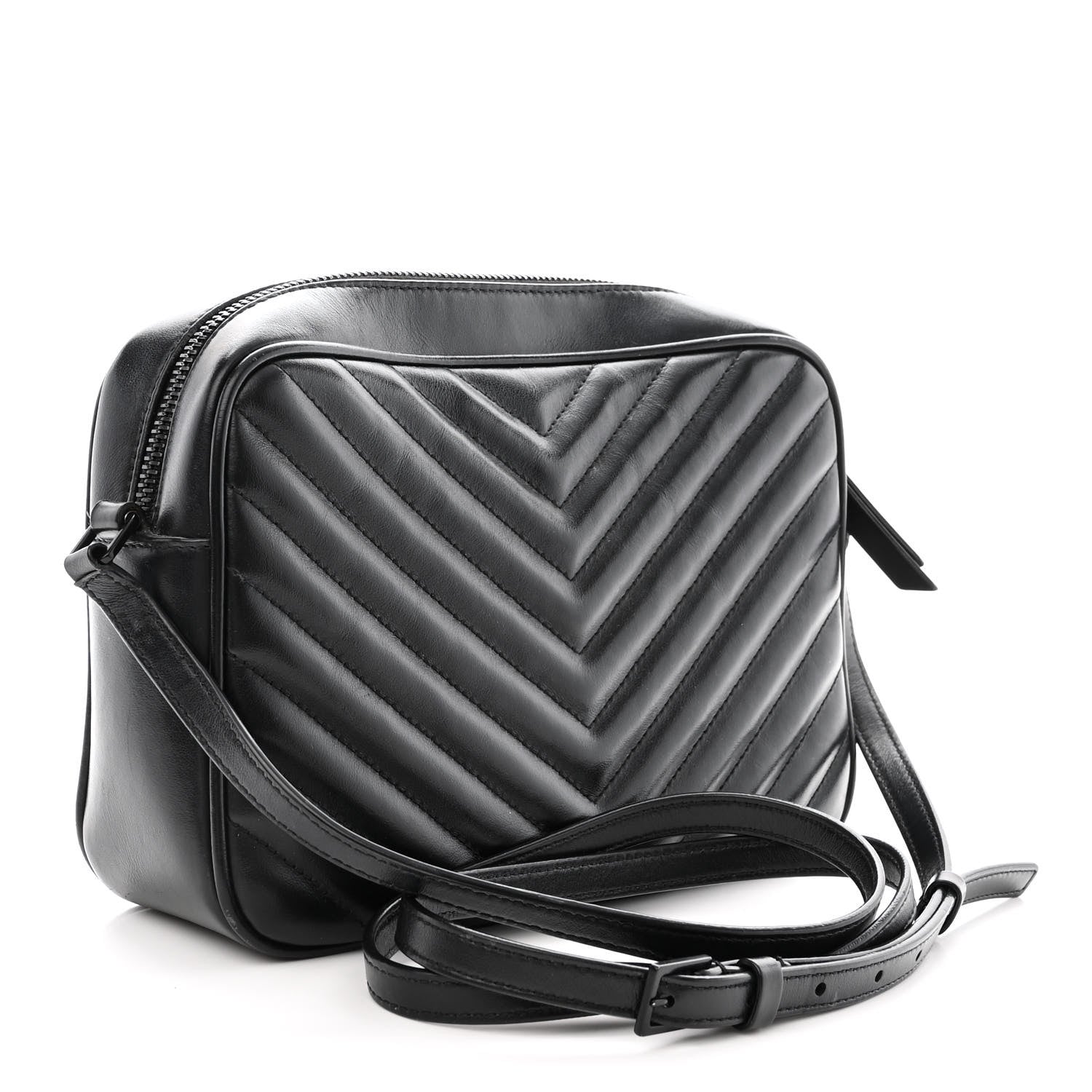 Saint Laurent Calfskin Matelasse Monogram Monochrome Lou Camera Bag Black 3 of 18