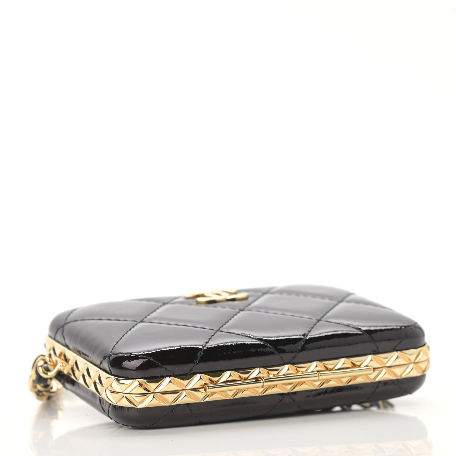 Chanel Glazed Goatskin Quilted Small Box With Chain Black 4 of 12