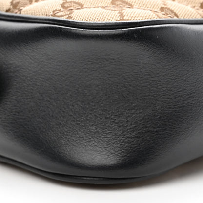 Gucci Monogram Matelasse Diagonal Small GG Marmont Chain Shoulder Bag Beige Black 9 of 10