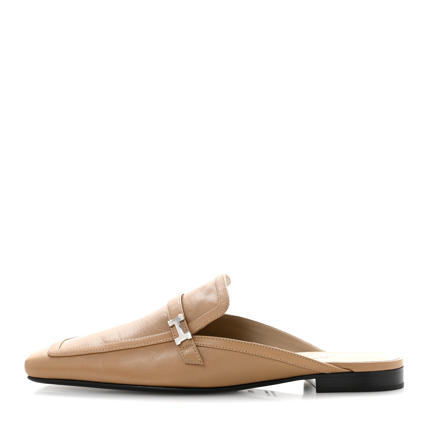 Hermes Goatskin Groupie Mules 40.5 Beige Argile 1 of 11