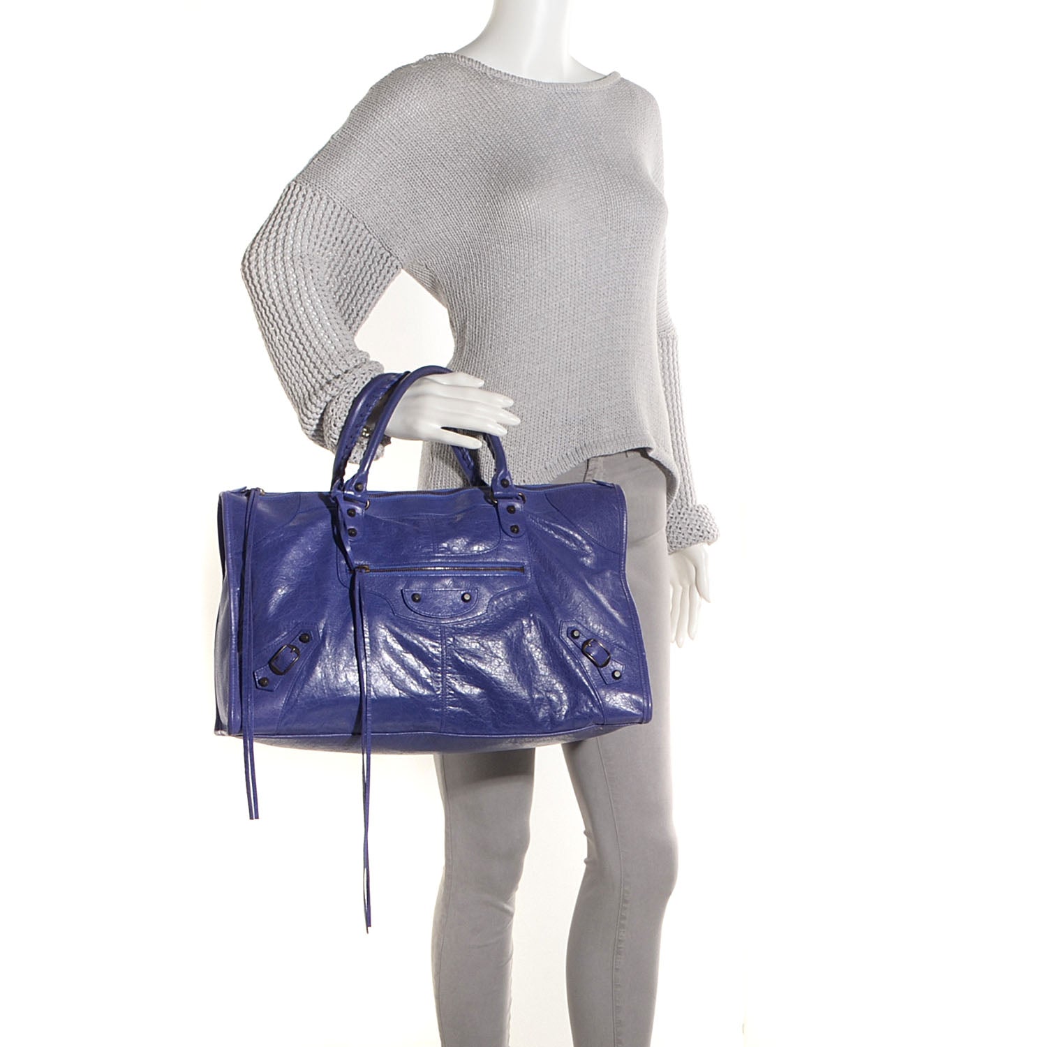 Balenciaga Agneau Classic Hardware Work Bleu Lavande 2 of 12