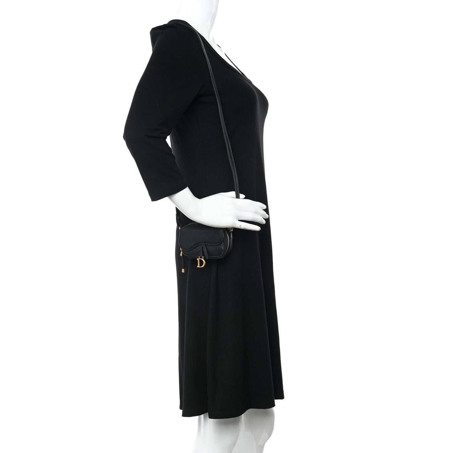 Goatskin Mini Saddle Shoulder Strap Pouch Black