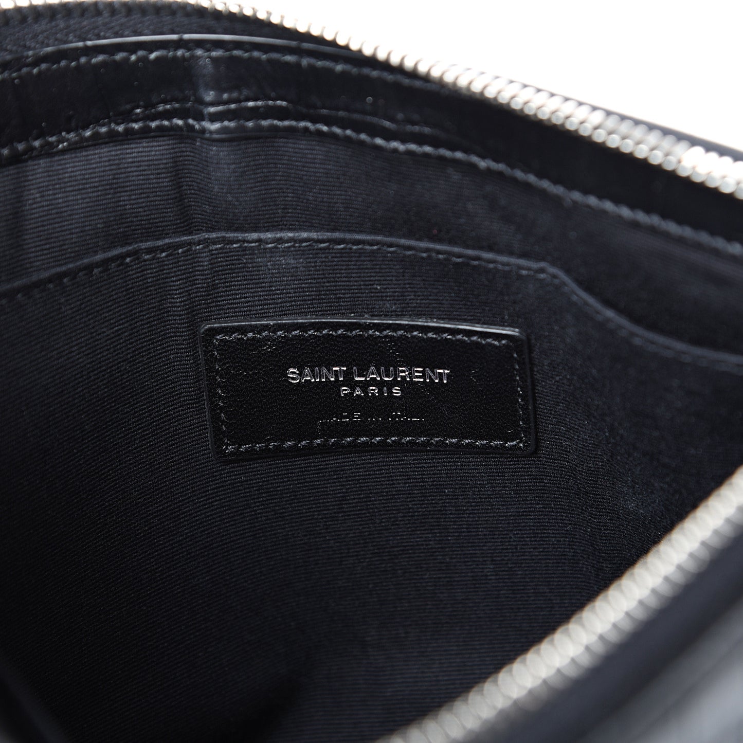 Calfskin Crocodile Embossed Monogram Zip Pouch Black