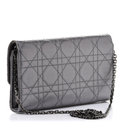 Christian Dior Metallic Lambskin Cannage Miss Dior Chain Wallet Silver 2 of 11