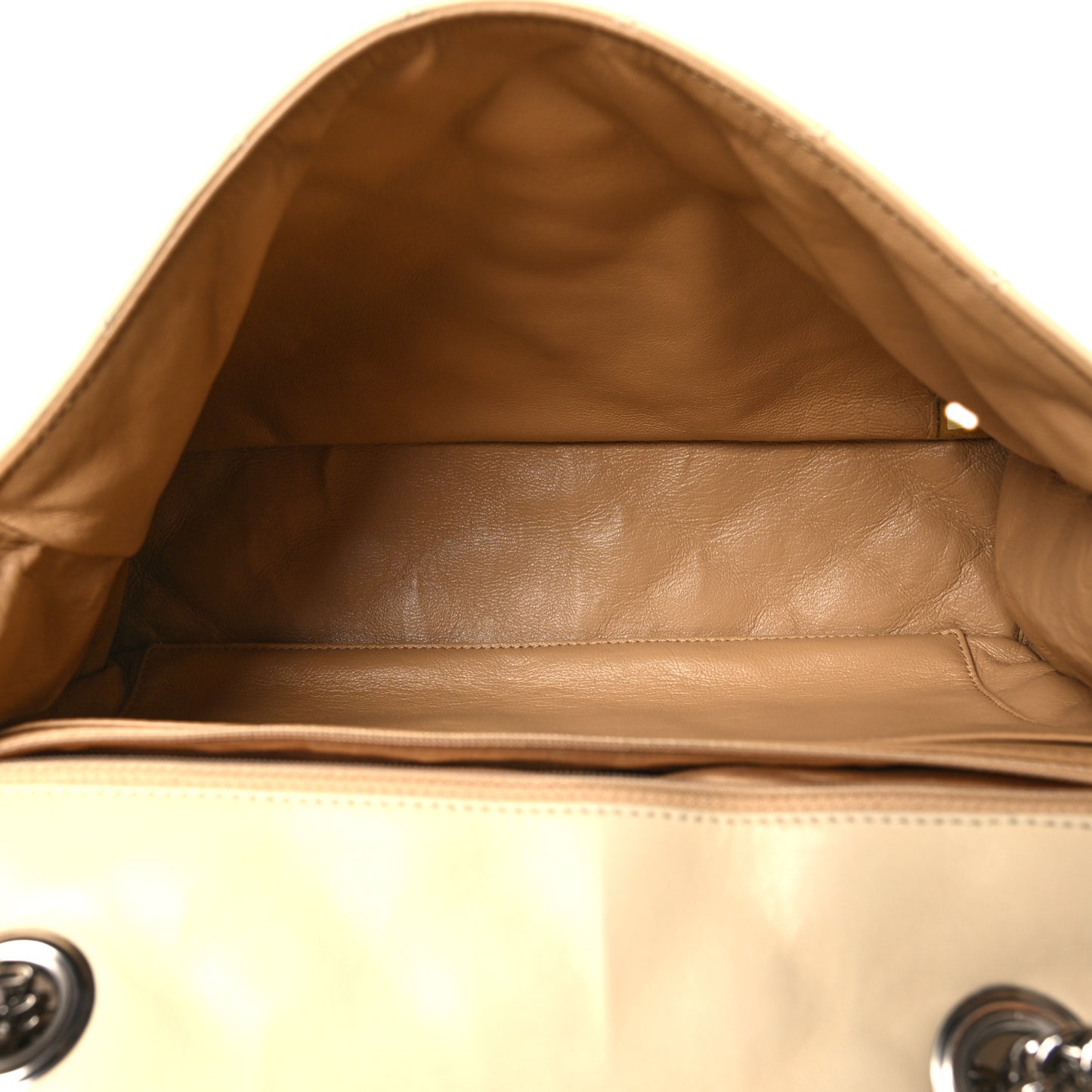 Washed Lambskin Quilted Jumbo Single Flap Bijoux Chain Ivory