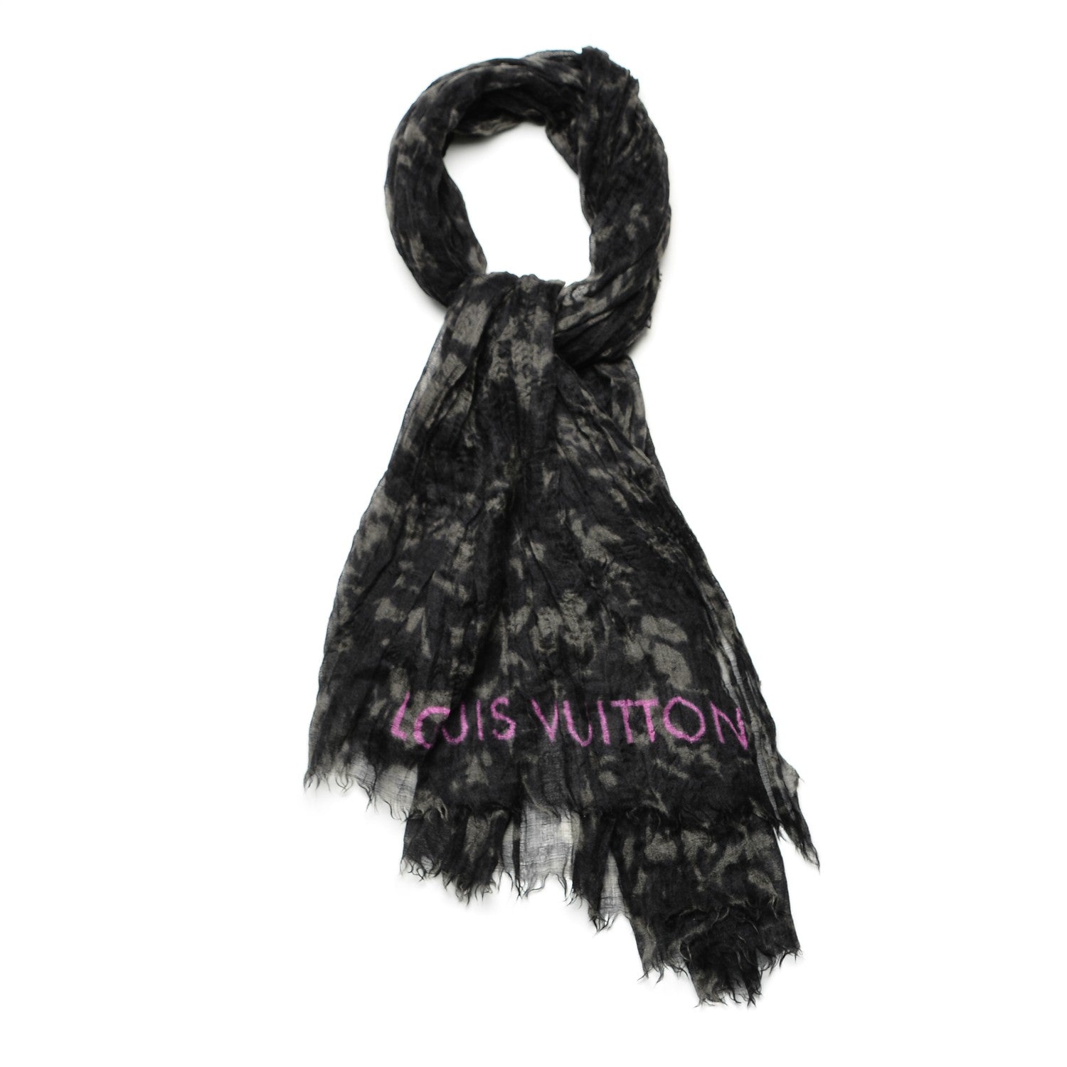 Louis Vuitton Cashmere Silk Leopard Stole Black 1 of 7