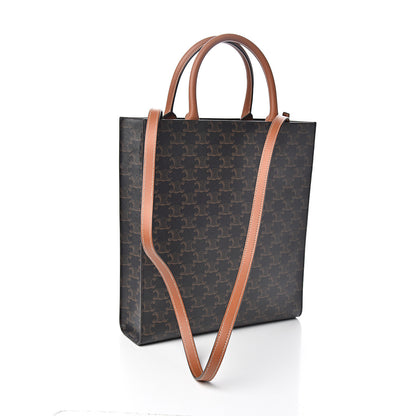 Celine Triomphe Canvas Calfskin Small Vertical Cabas Tan 2 of 8