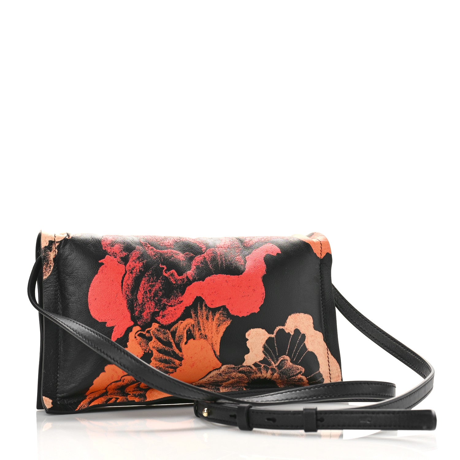 Salvatore Ferragamo Calfskin Poppy Print Mini Viva Bow Shoulder Bag Black Multicolor 2 of 8