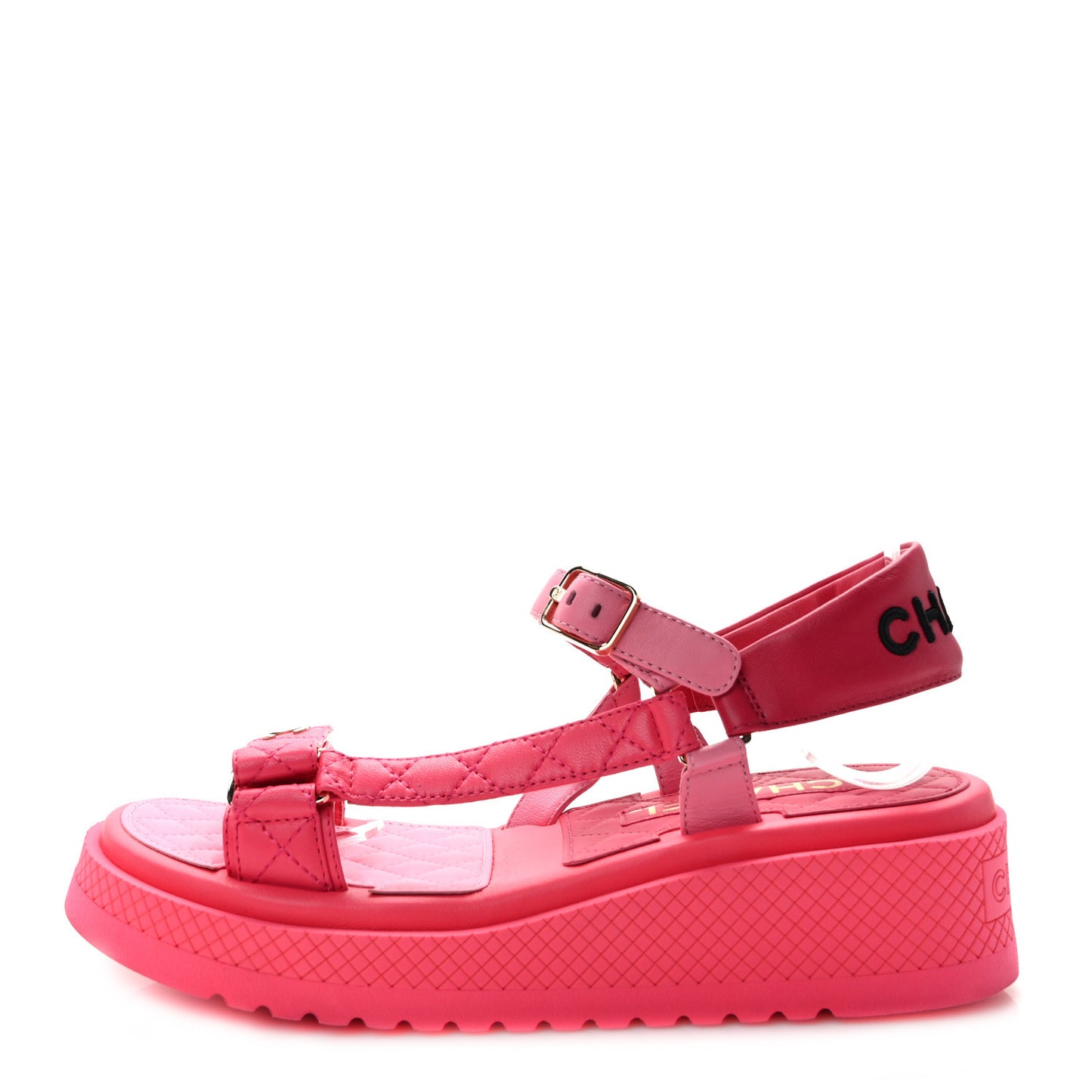 Lambskin Logo Platform Sandals 39 Pink Red
