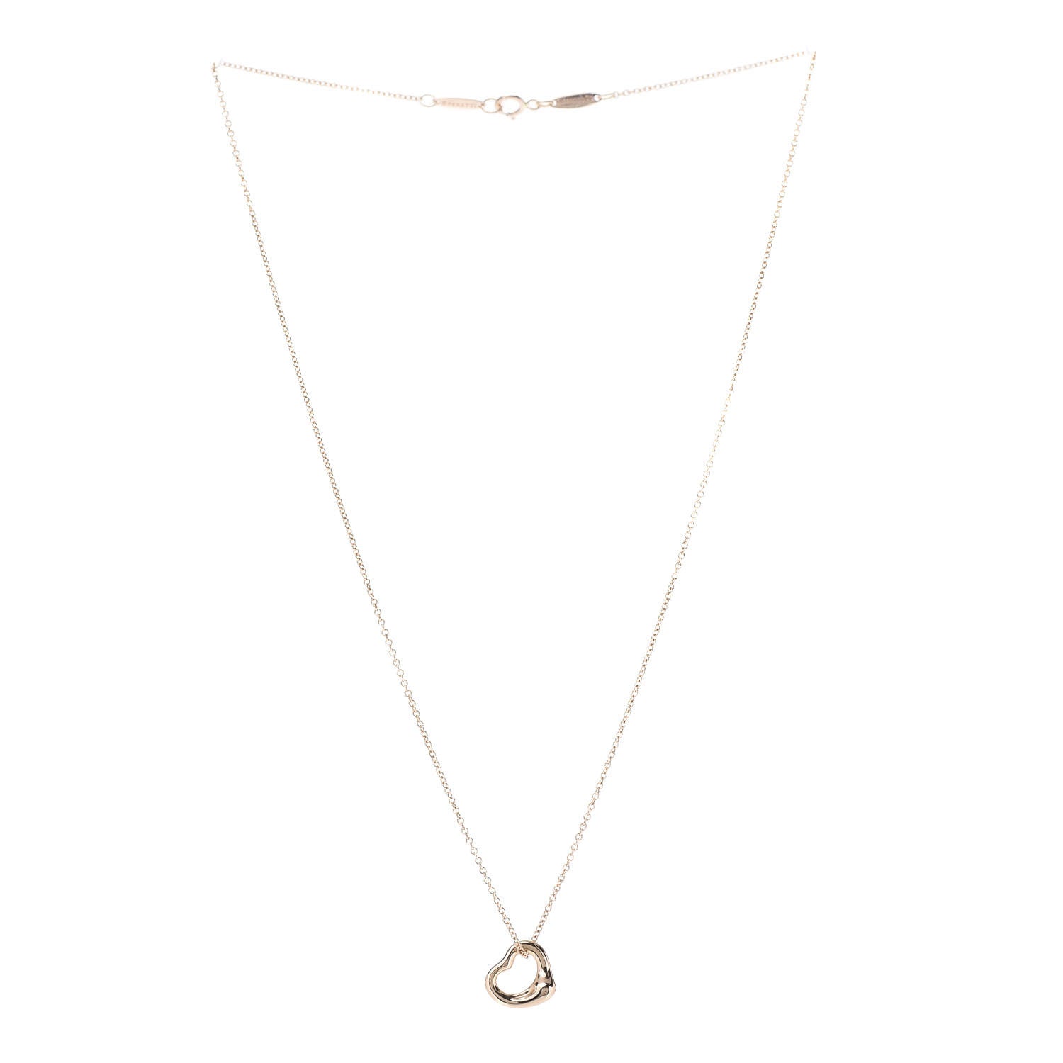 Tiffany 18K Rose Gold 11mm Elsa Peretti Open Heart Pendant Necklace 3 of 8