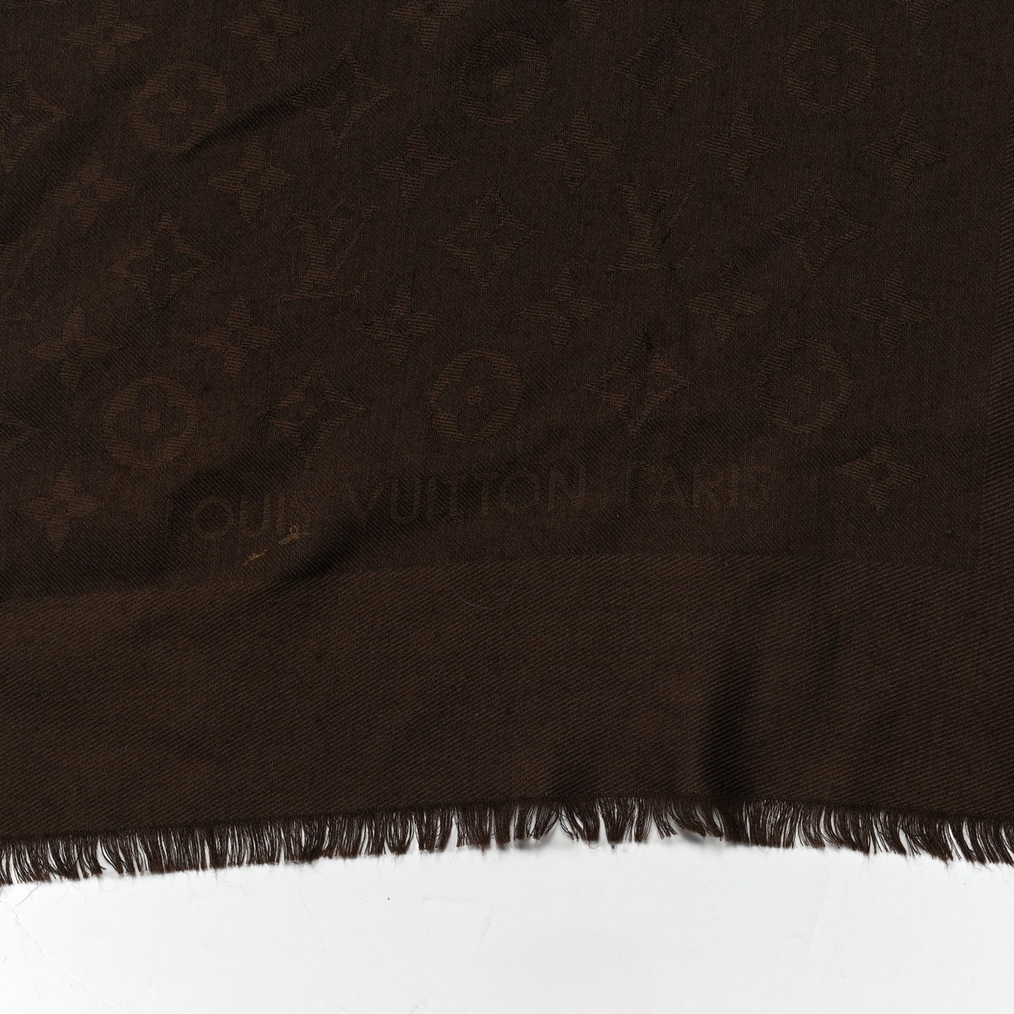 Silk Wool Monogram Shawl Brown