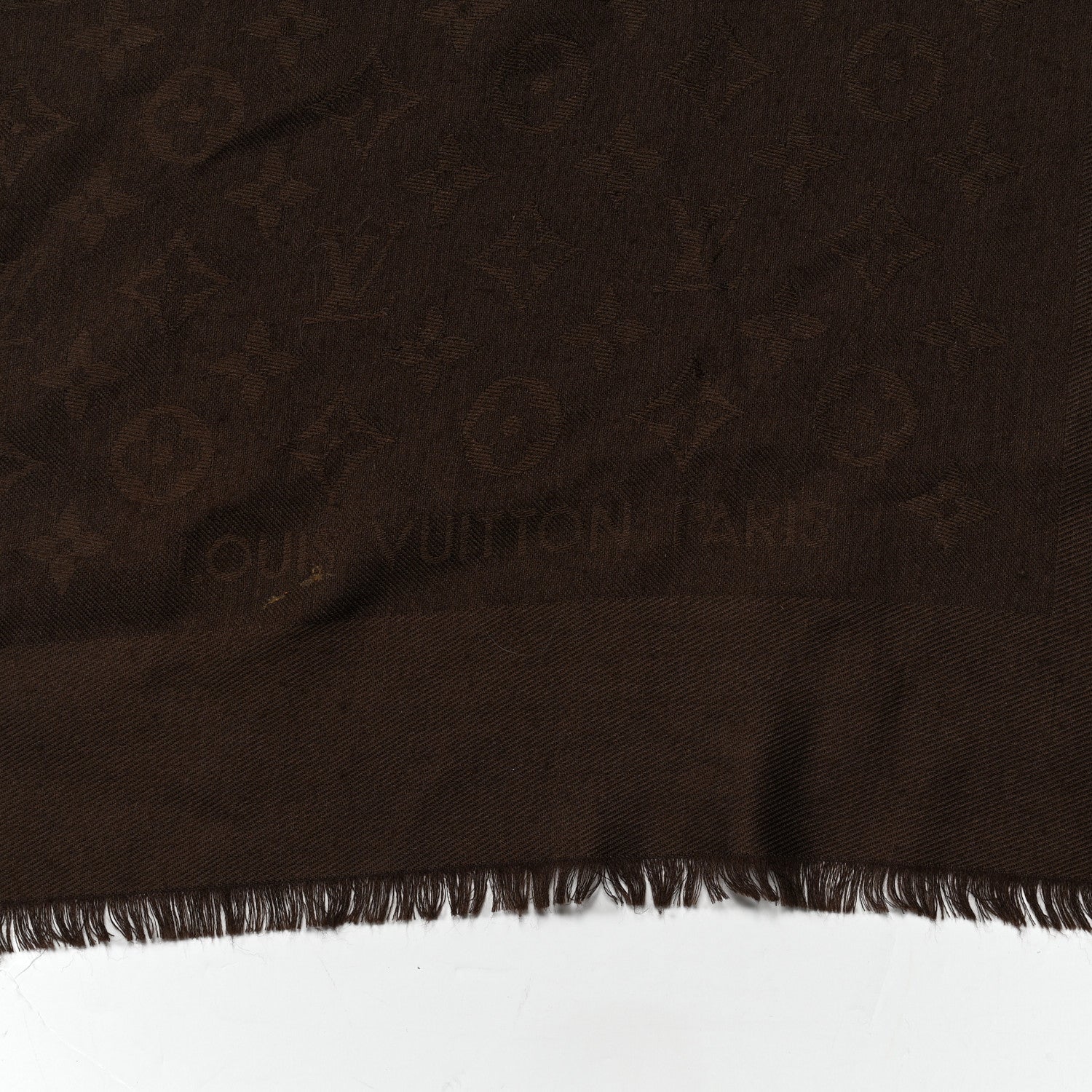 Louis Vuitton Silk Wool Monogram Shawl Brown 2 of 4