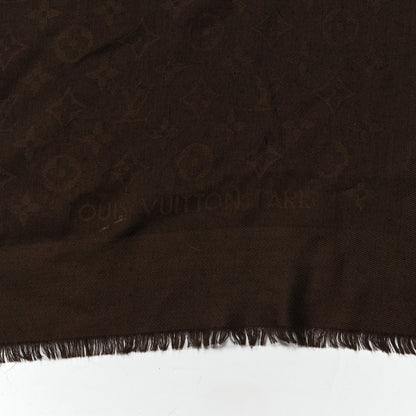 Louis Vuitton Silk Wool Monogram Shawl Brown 2 of 4