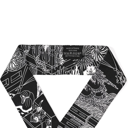 Hermes Silk Animapolis Twilly Black White 4 of 4