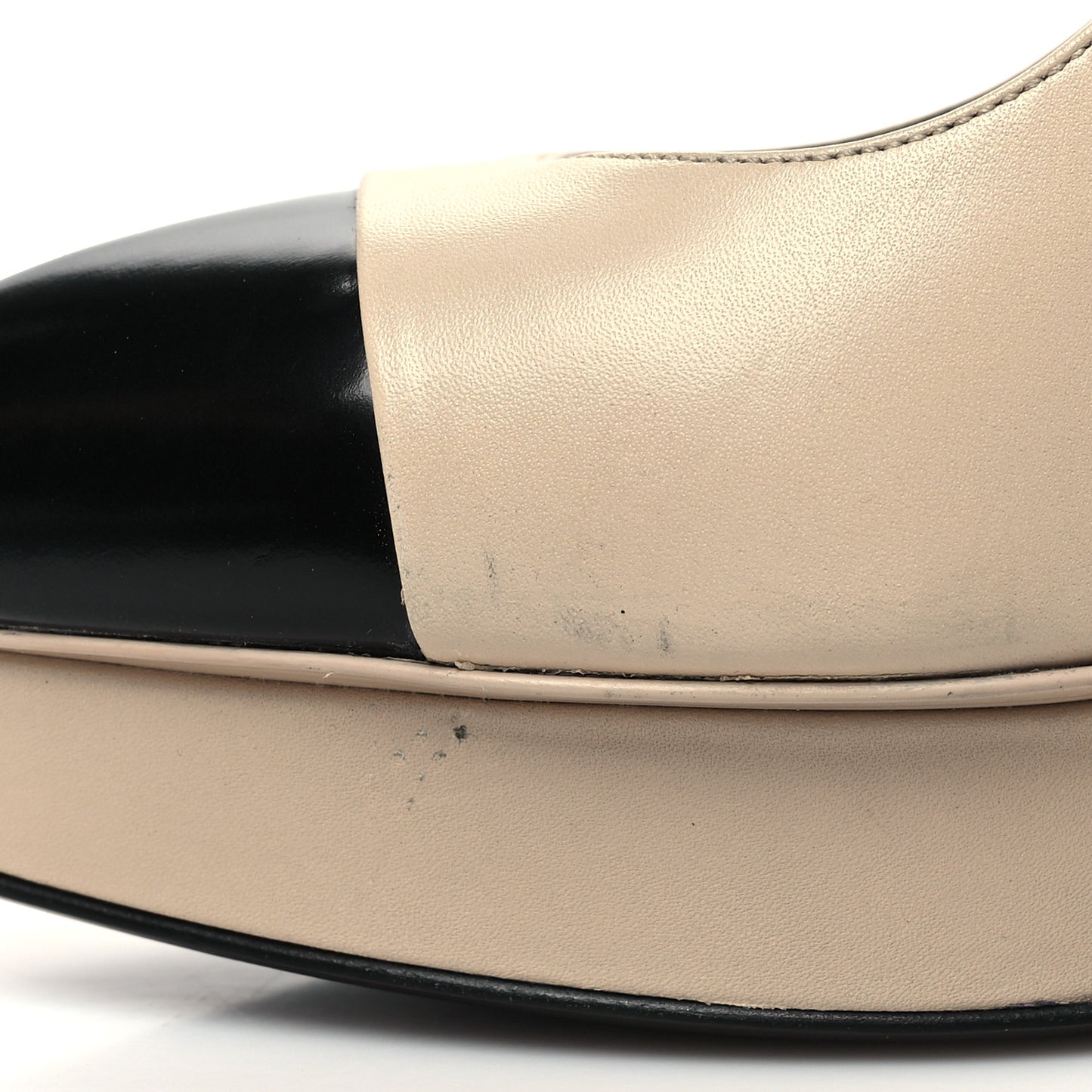 Calfskin Cap Toe Janis 105 Platform Pumps 37.5 Powder