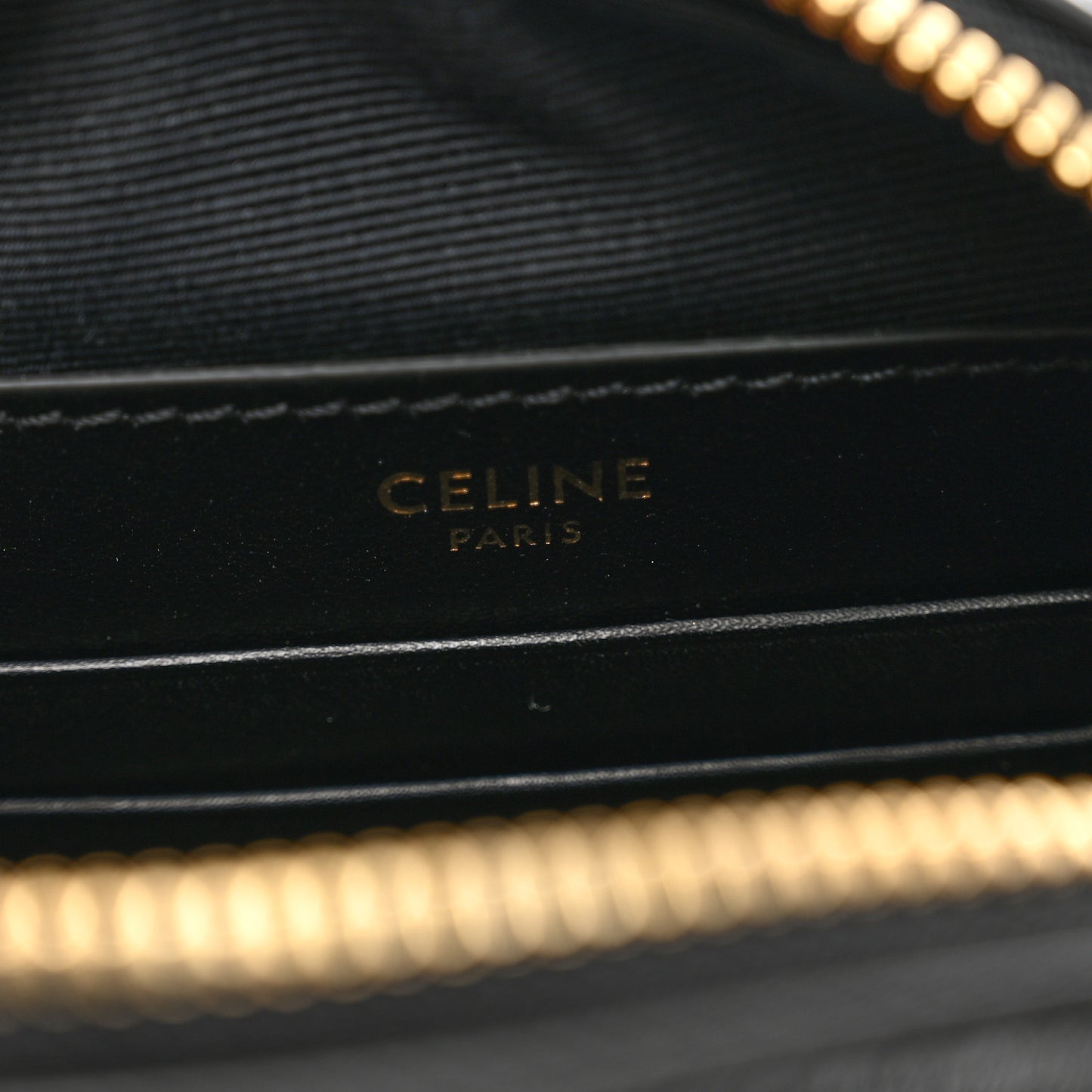 Calfskin Quilted Small C Charm Bag Black