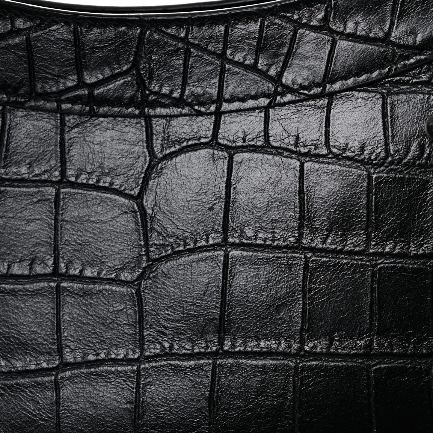 Calfskin Crocodile Embossed Classic Hardware City Black