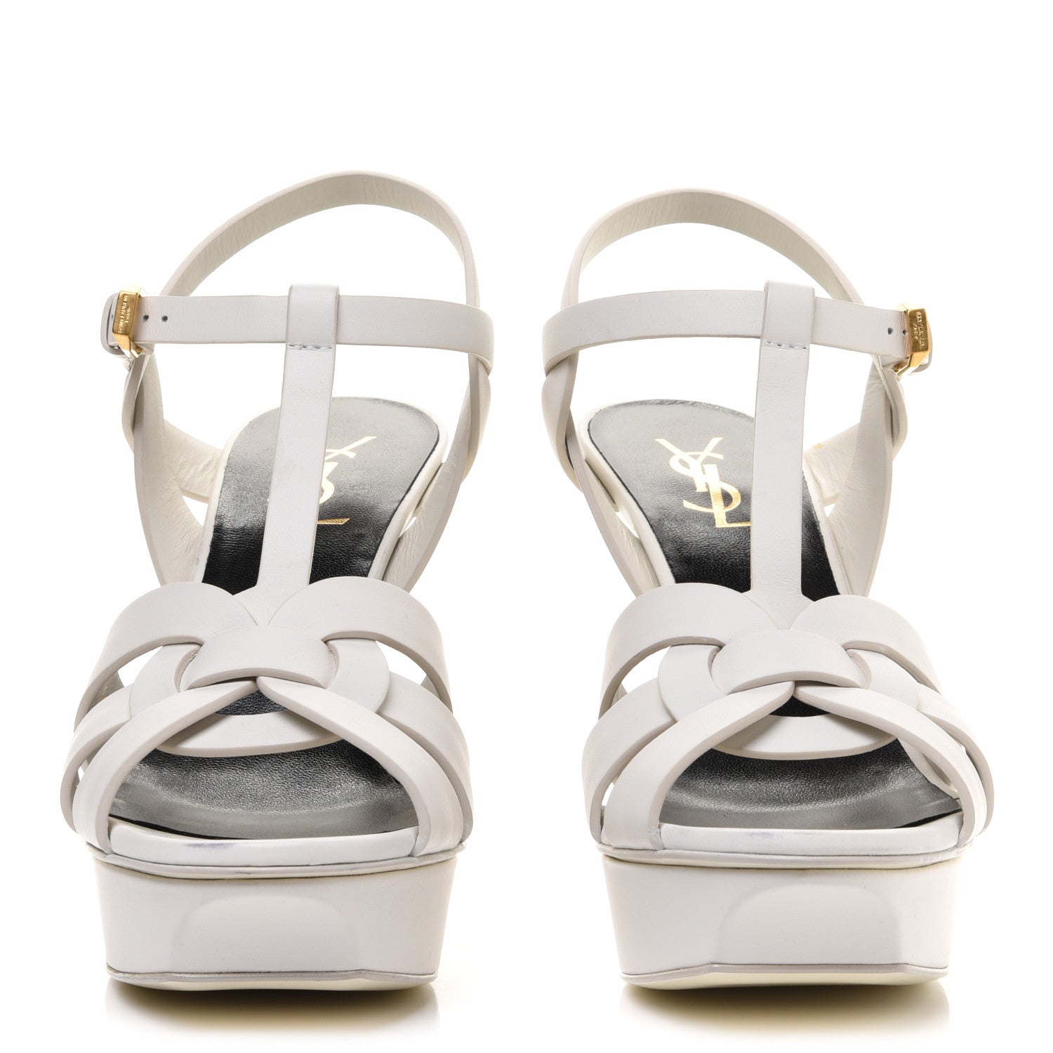 Saint Laurent Calfskin Tribute 75 Platform Sandals 40 White 2 of 12