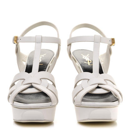 Saint Laurent Calfskin Tribute 75 Platform Sandals 40 White 2 of 12