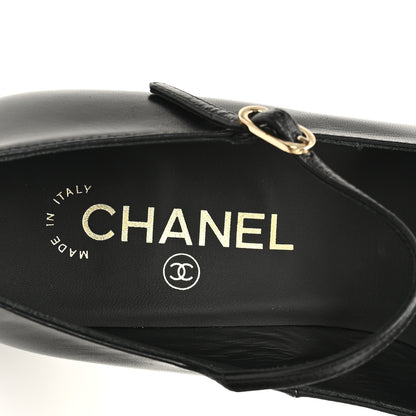 Chanel Goatskin Grosgrain Cap Toe Mary Jane Pumps 39.5 Black 9 of 10