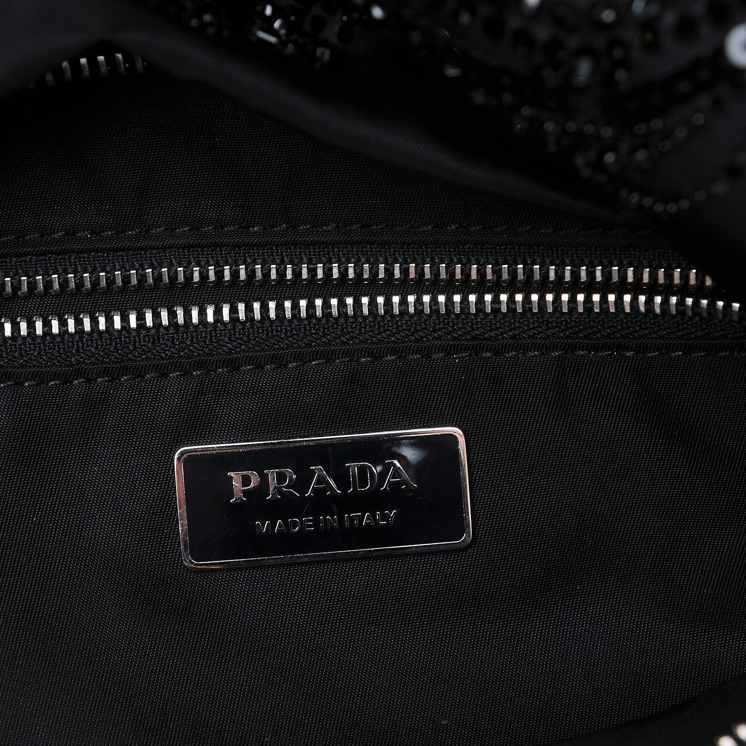 Prada Fabric Sequin Beaded Clutch Black 6 of 7