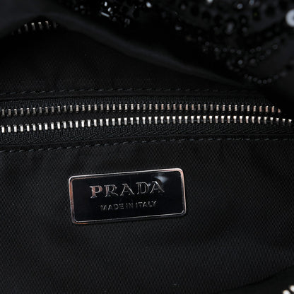 Prada Fabric Sequin Beaded Clutch Black 6 of 7