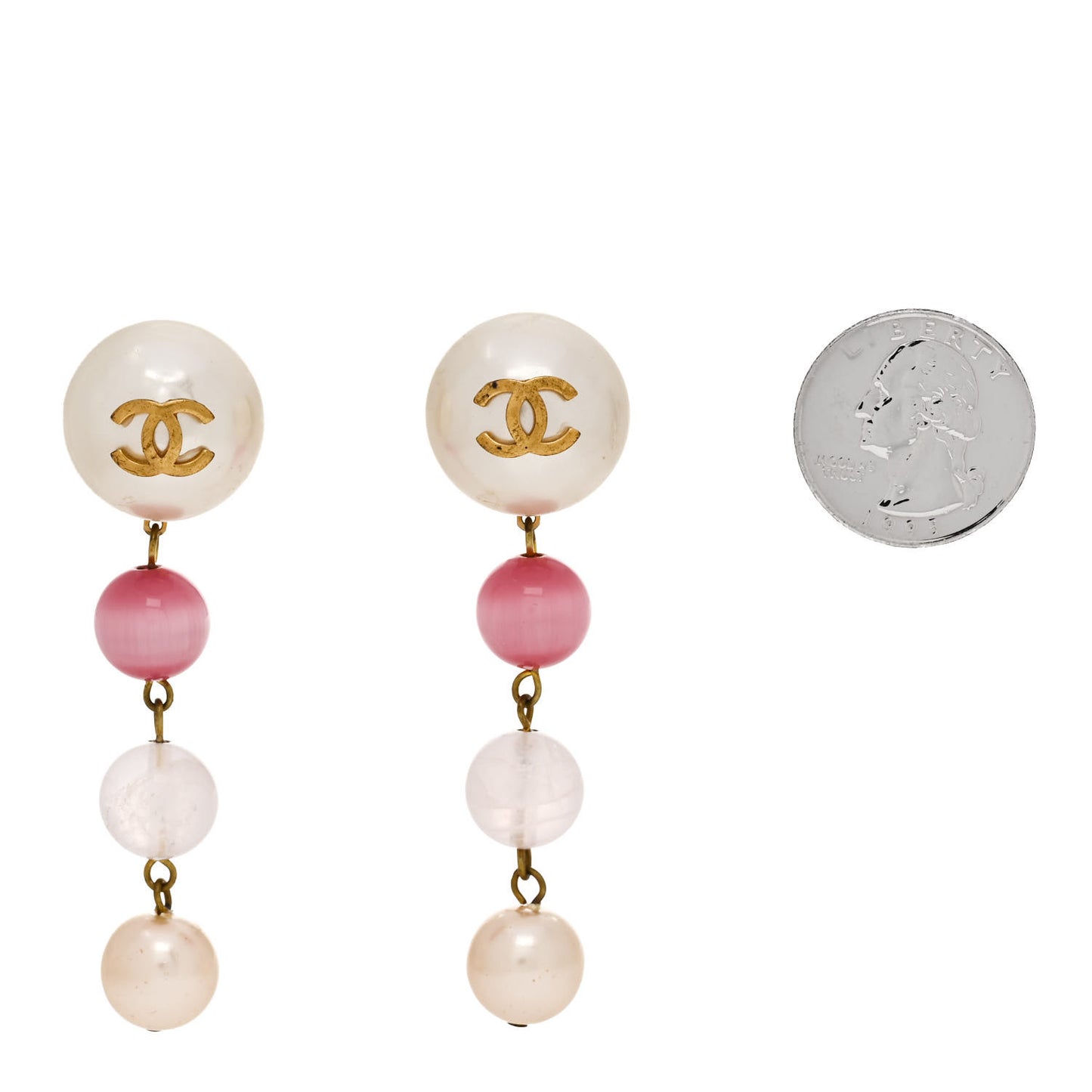Enamel Bead CC Drop Clip On Earrings Gold Multicolor