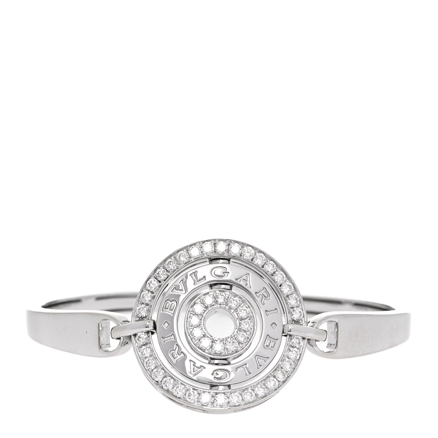 Bulgari 18K White Gold Diamond Astrale Cerchi Bangle Bracelet 16 1 of 5