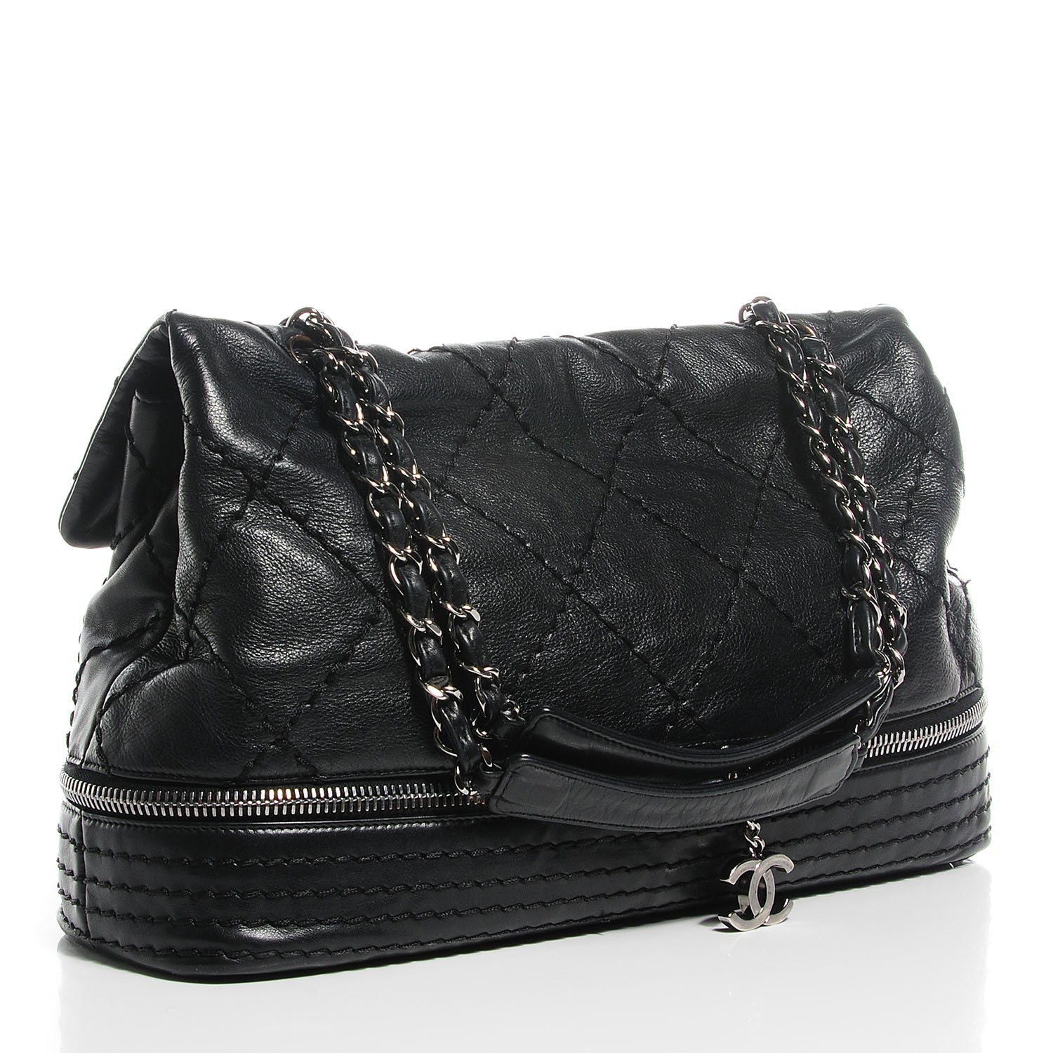 Chanel Calfskin Large Expandable Flap Bag Black 3 of 7