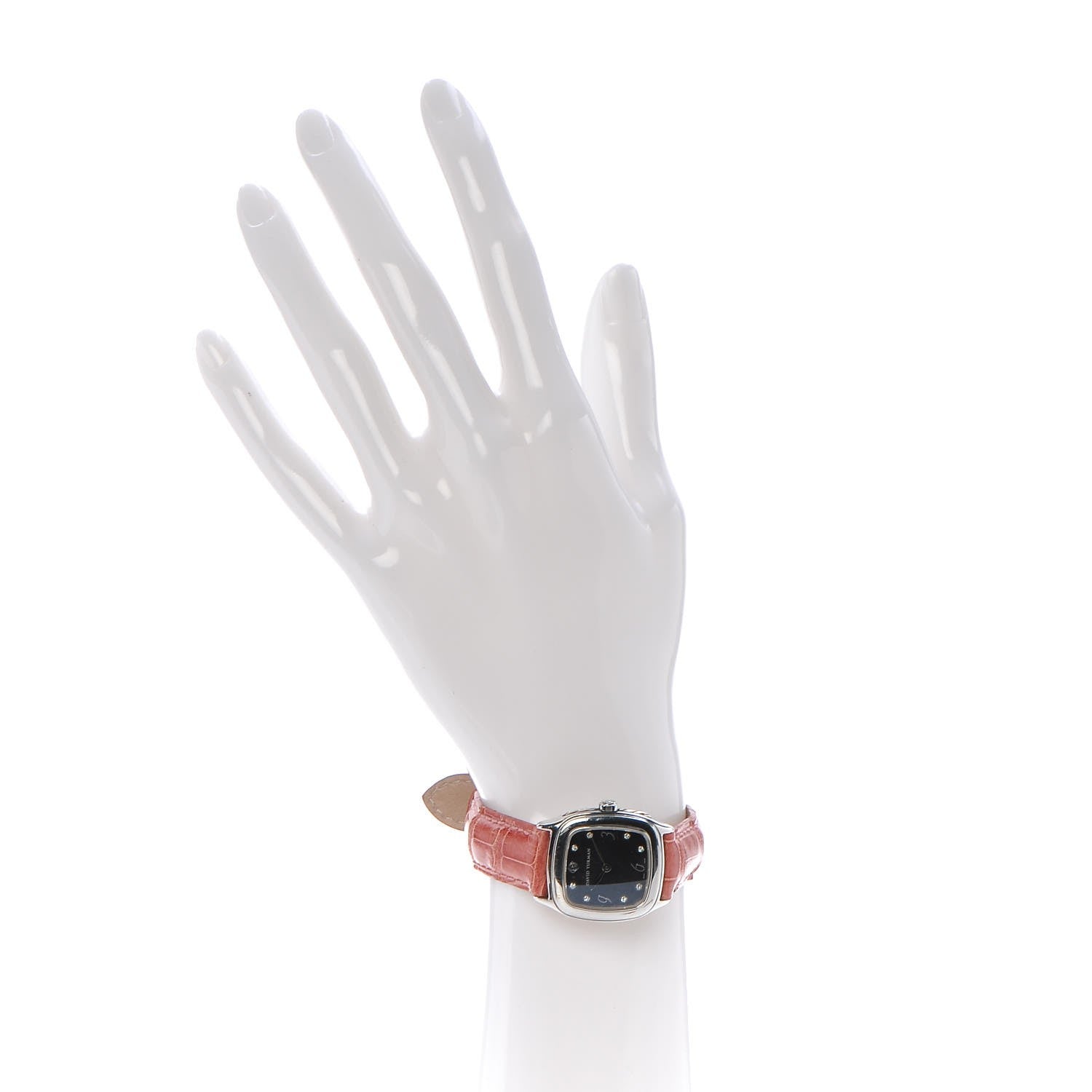 David Yurman Stainless Steel Alligator Diamond Black Mother of Pearl 25mm Thoroughbred Quartz Watch 2 of 9