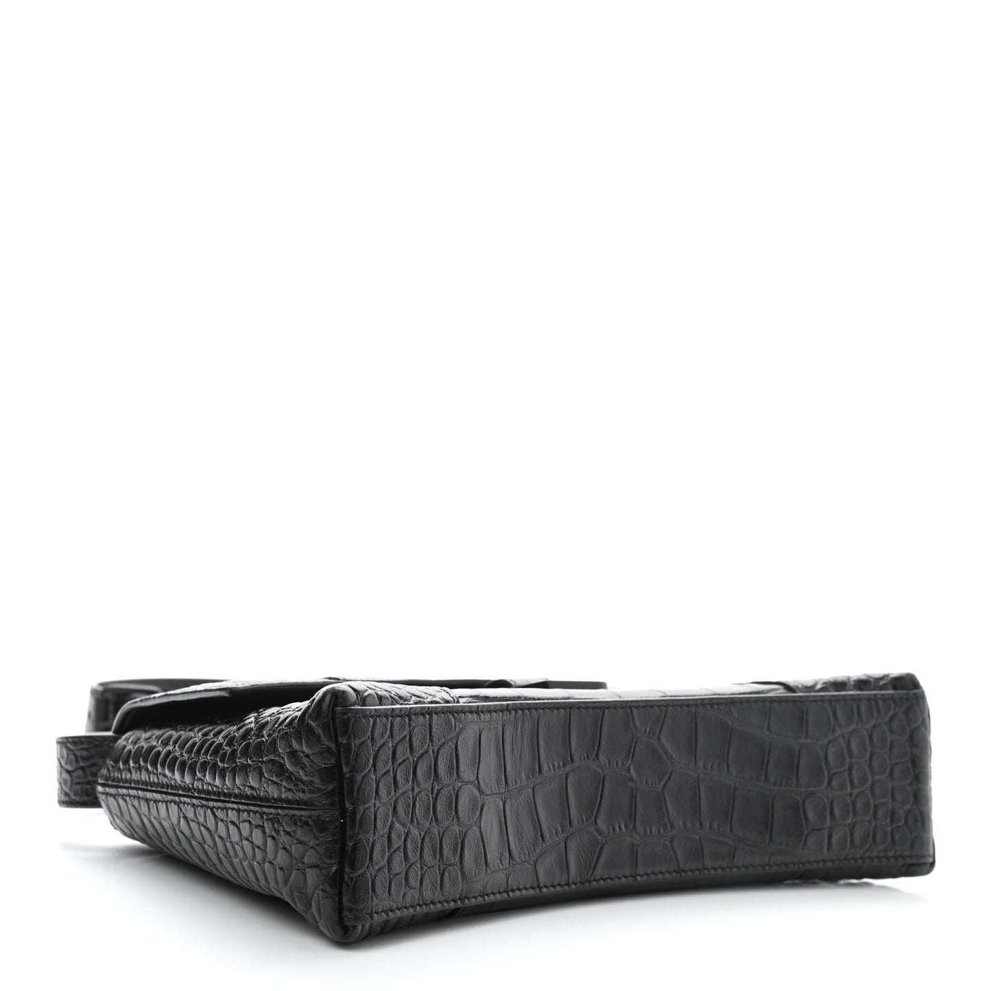 Extra Supple Calfskin Crocodile Embossed Monochrome XS Downtown Shoulder Bag Black