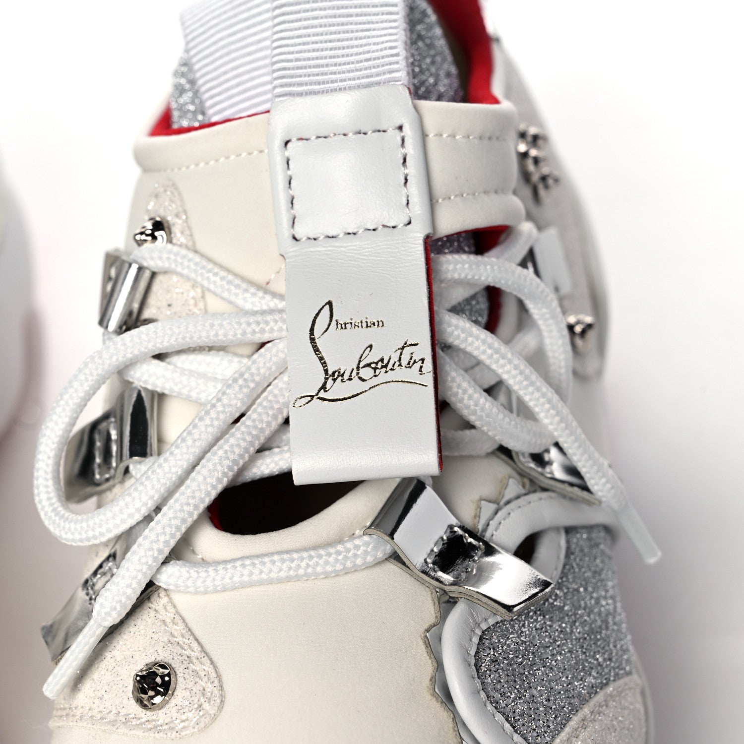 Christian Louboutin Calfskin Glitter Donna Red Runner Sneaker 36.5 White 5 of 9
