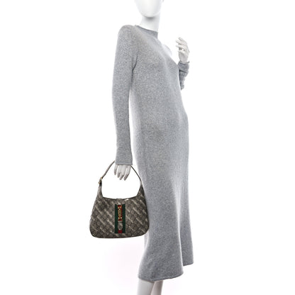 Gucci X BALENCIAGA GG Supreme Monogram Striped Logo Print Web Small Jackie 1961 Hobo Beige Ebony Mystic White 2 of 10
