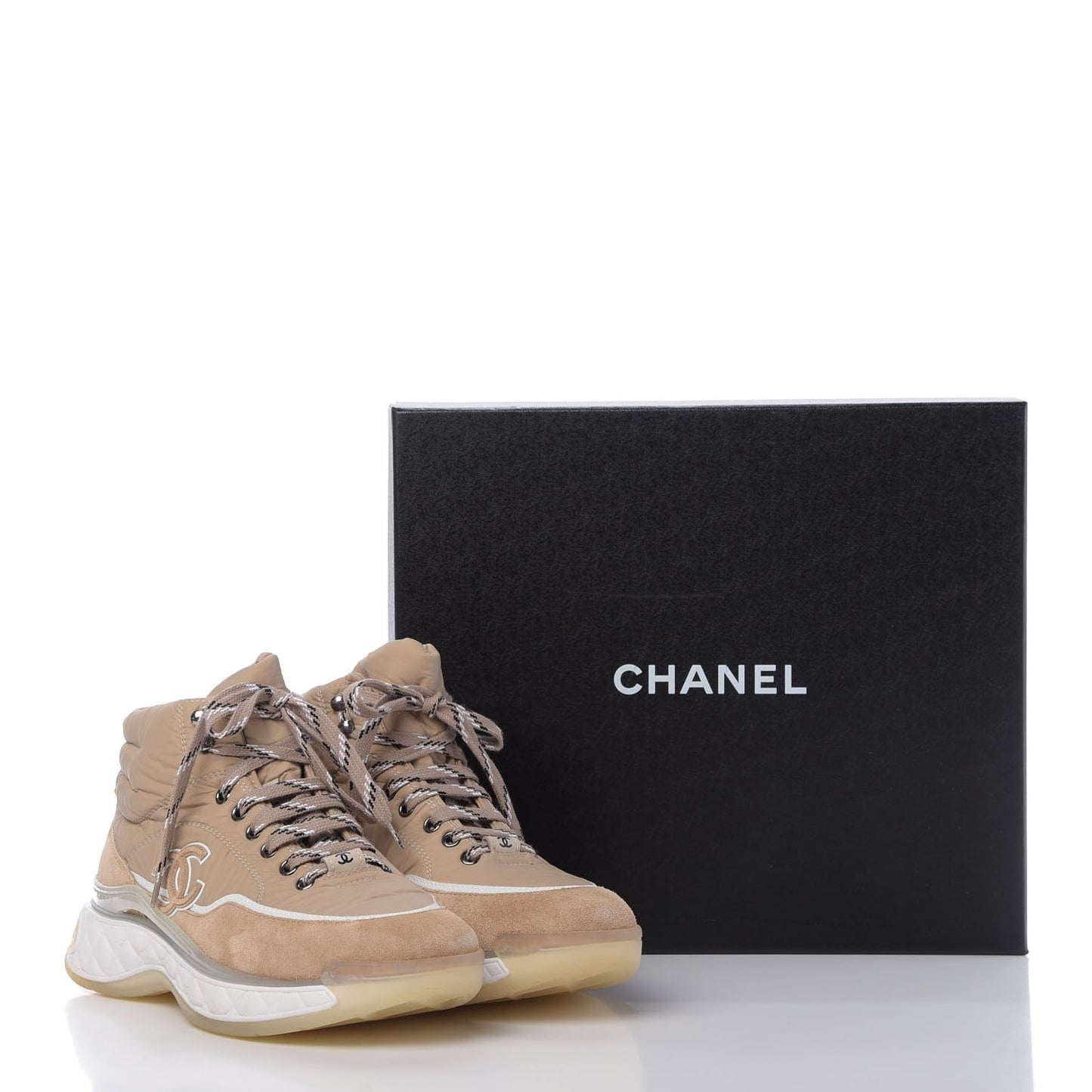 Fabric Suede Womens CC Sneakers 40 Beige