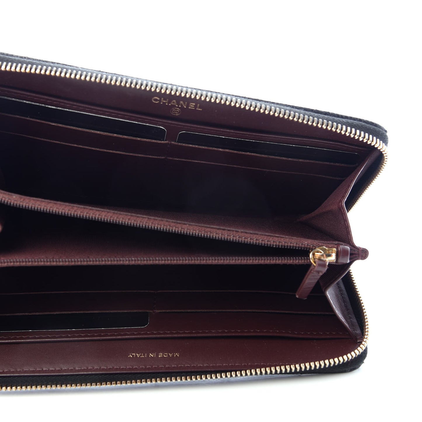 Caviar Quilted Large Gusset Zip Around Wallet Black