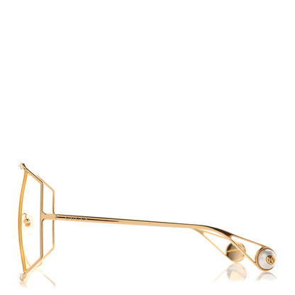 Gucci Metal Oversized Round Sunglasses GG0252S Gold 4 of 7